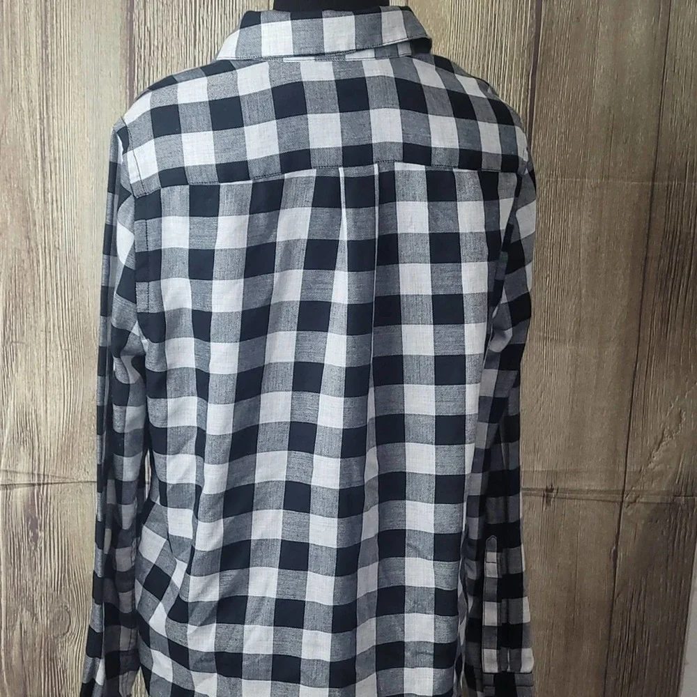 Calvin Klein Plaid Top Womens Sz S/P/CH Black White - Picture 4 of 8